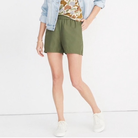 Madewell olive green pull on shorts with pockets size Small NWT - Picture 8 of 8
